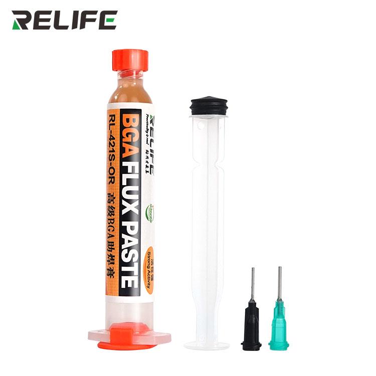 RELIFE RL-421S-OR HIGH INSULATION RESISTANCE FLUX PASTE WITH NEEDLE + PUSH ROD